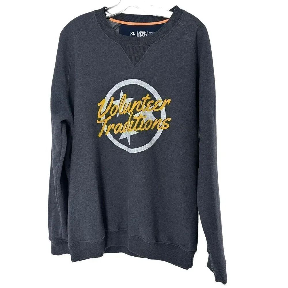Volunteer Traditions Sweatshirt Mens Size XL Tennessee Tri Star Gray Fleece Line